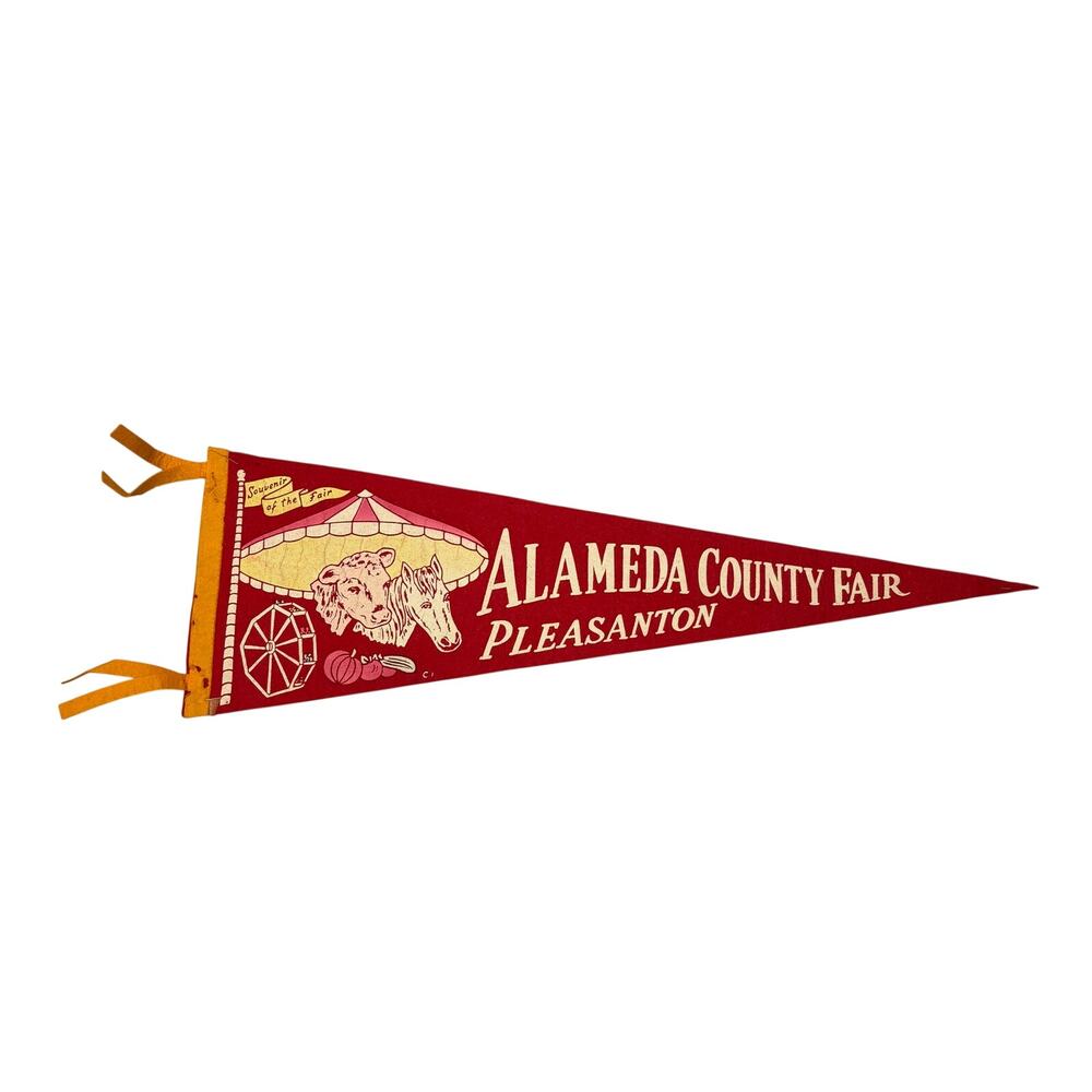 Vintage Alameda County Fair Pleasanton Felt Pennant 26" 1950s